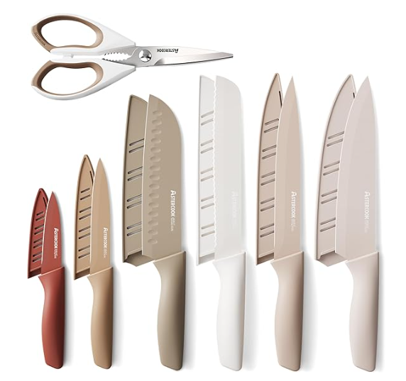 Astercook 13-Piece Knife Set – Stainless Steel Kitchen Knives, Anti-Rust, Dishwasher Safe, With Blade Guards