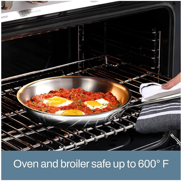 All-Clad D3 12" 3-Ply Stainless Steel Frying Pan with Lid – Induction & Oven Safe Skillet