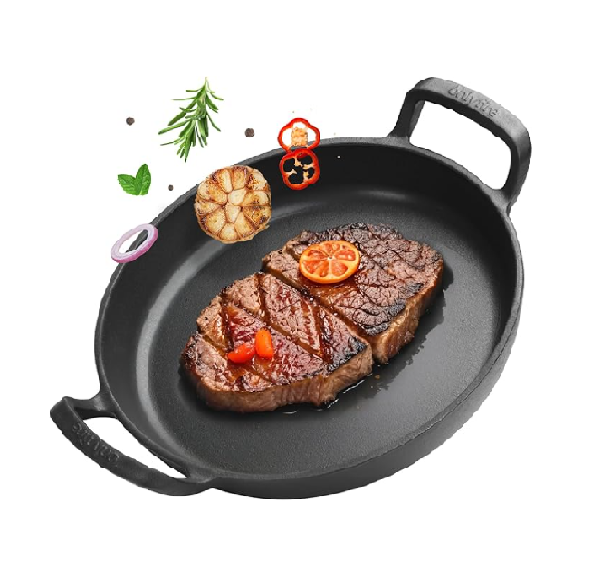 Cast Iron Skillet 10 Inch – Nonstick, Rust-Resistant, Dual-Handle Fry Pan