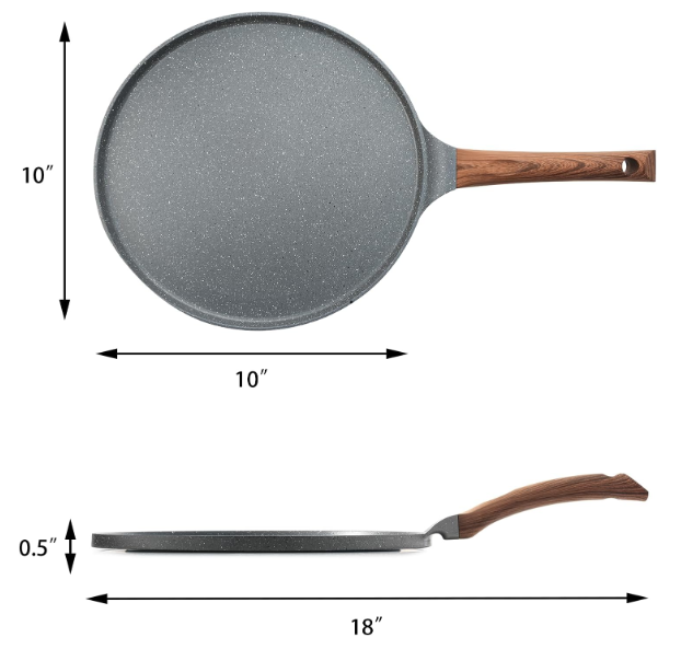 SENSARTE 10" Nonstick Crepe Pan – Swiss Granite Dosa & Pancake Tawa
