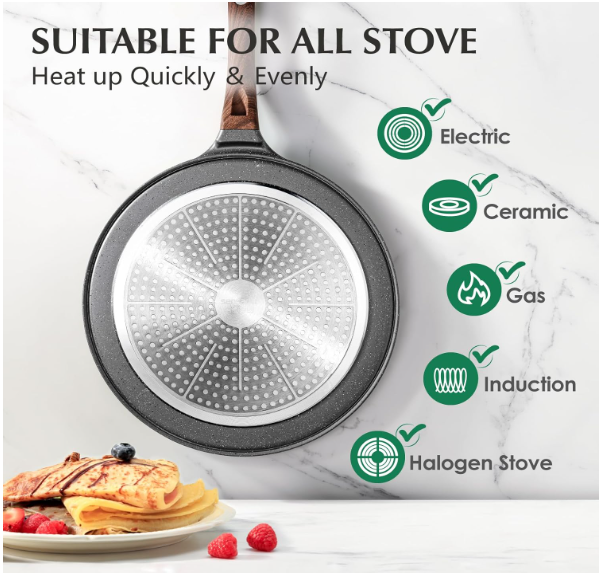 SENSARTE 10" Nonstick Crepe Pan – Swiss Granite Dosa & Pancake Tawa
