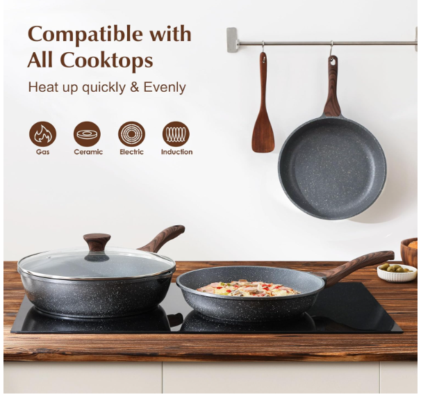 SENSARTE 9.5" Nonstick Granite Frying Pan – PFOA Free Skillet